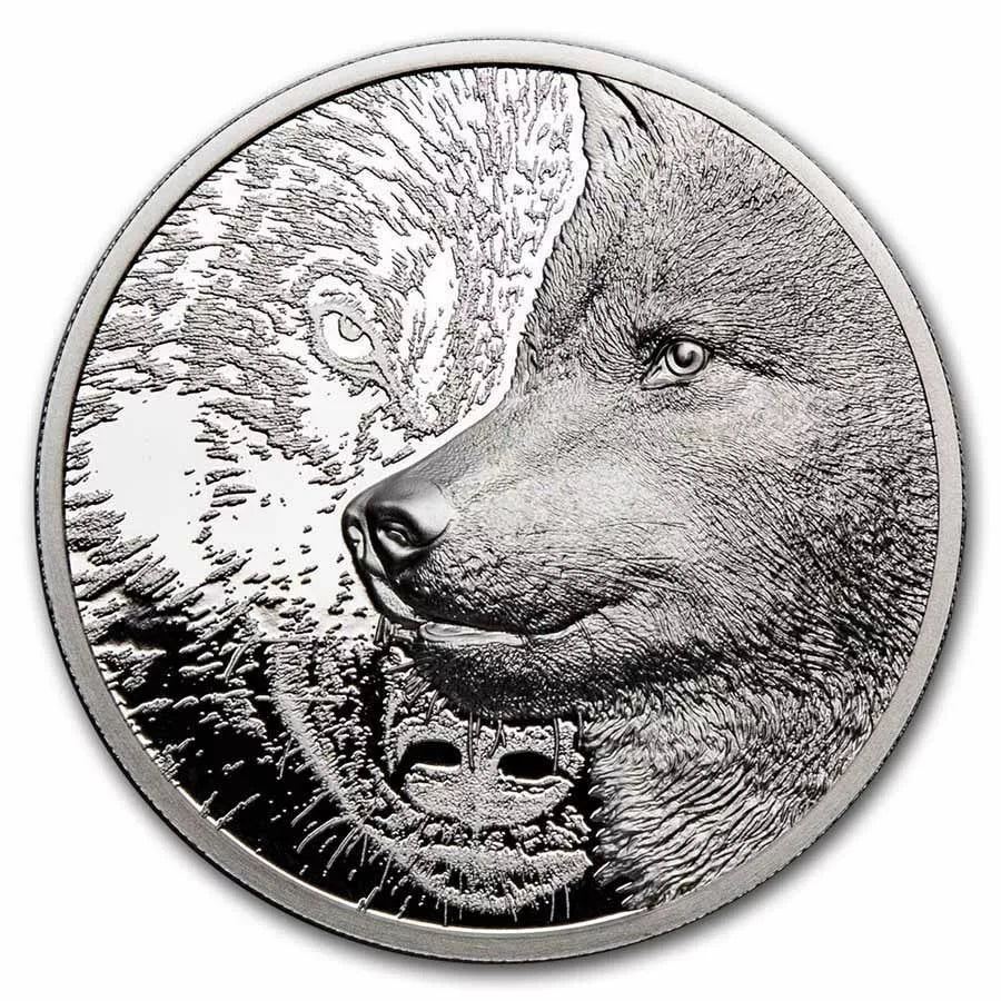 1 UNZE 999 SILBER - WOLF - HIGH RELIEF - SILBERMÜNZE