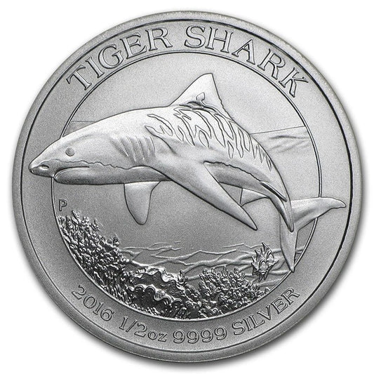 1/2 UNZE SILBER - TIGERHAI - SILBERMÜNZE