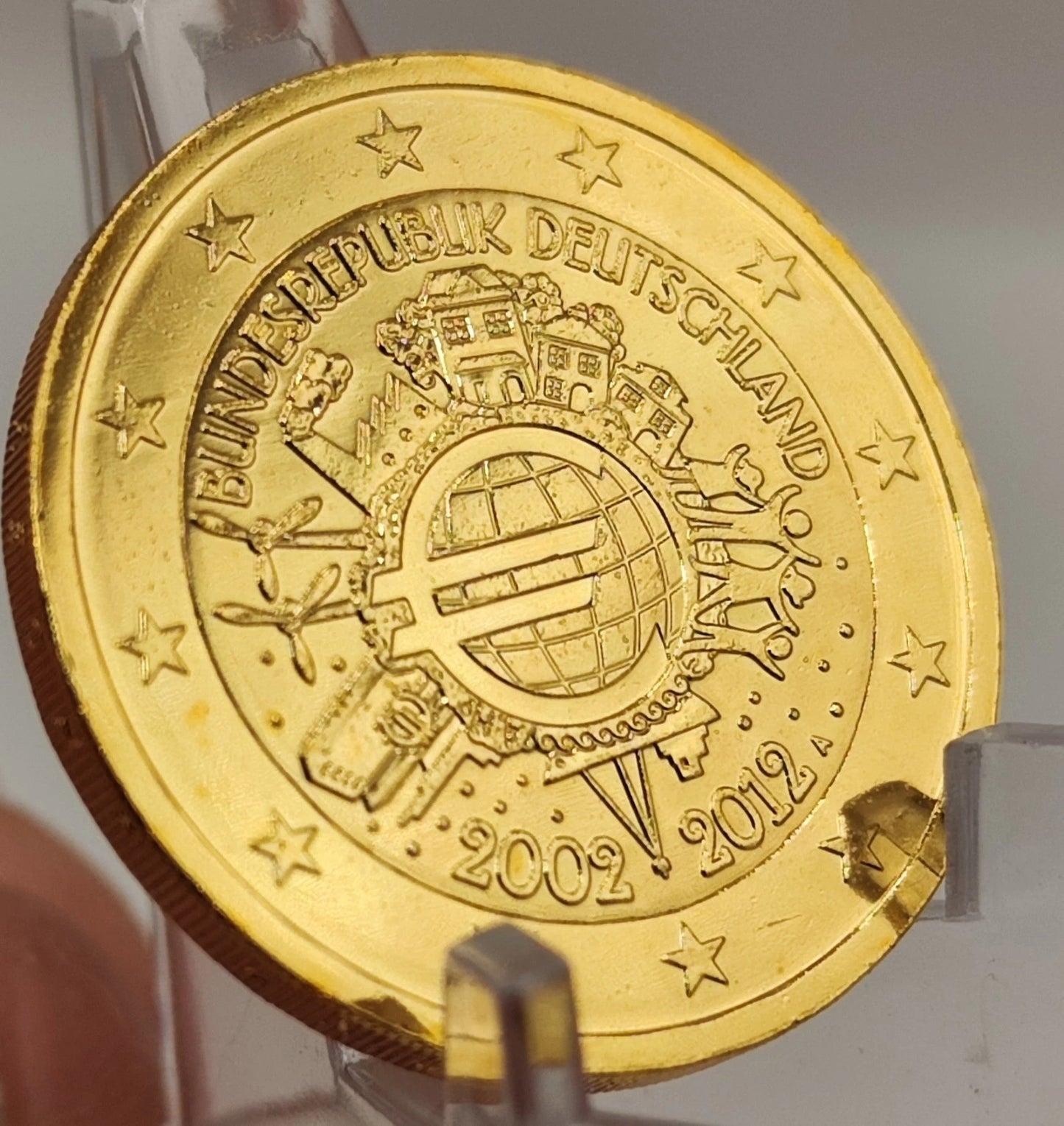 2 Euro Münze - Deutschland -10 Jahre Bargeld 2012 - vergoldet