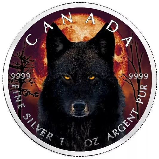 1 UNZE 999 SILBER - WOLF - NUR 100 STÜCK WELTWEIT - KOLORIERT - SILBERMÜNZE