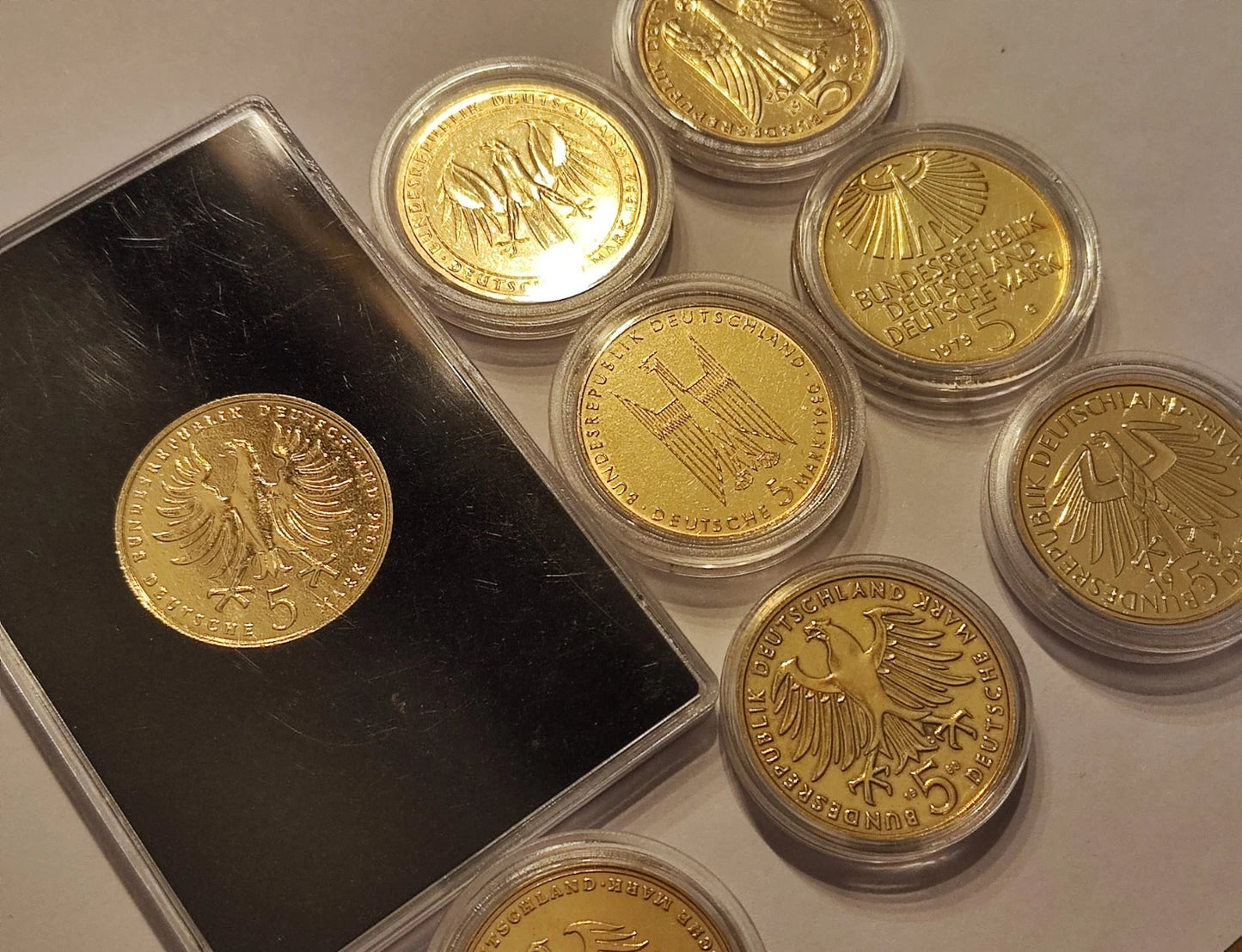 8 X 5 DM MÜNZE - 24 KARAT VERGOLDET