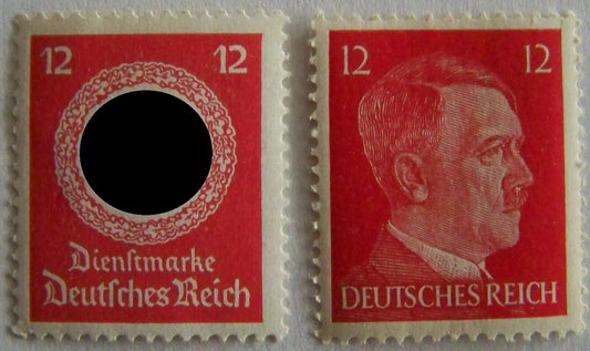 2 x BRIEFMARKEN - ADOLF HITLER & HAKENKREUZ - POSTFRISCH