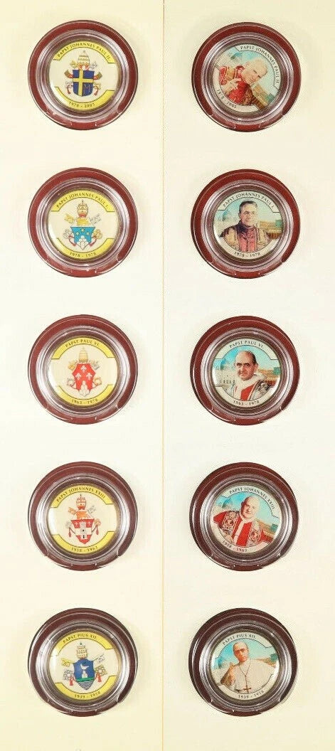 10 x 2 Euro Münze - Vatikan - die Päpste & Wappen des 20. Jahrhunderts - koloriert