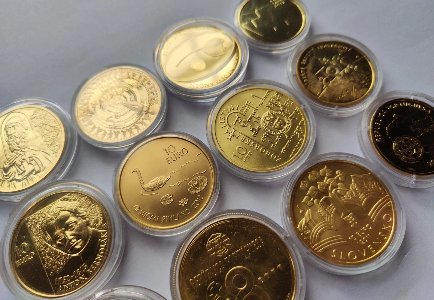 Diverse Euro Silbermünzen - Europa - 24 Karat vergoldet - schöne Sammlung