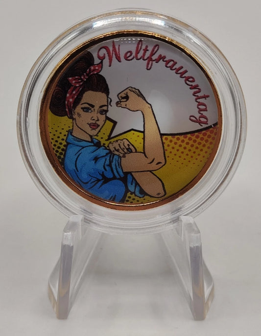 2 Euro Münze - Weltfrauentag - koloriert & vergoldet