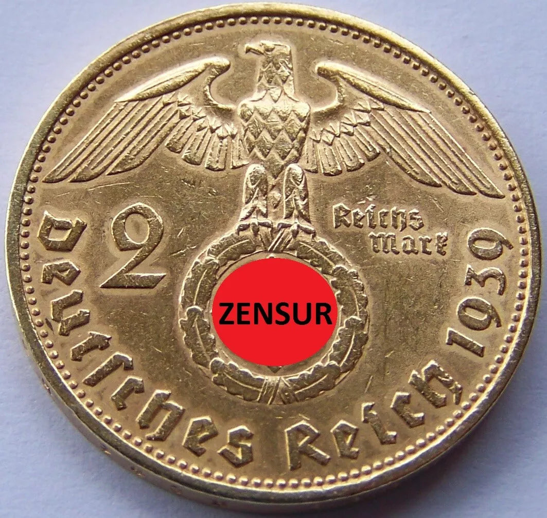2 REICHSMARK - PAUL HINDENBURG 1936/39 - DEUTSCHES REICH - 24 KARAT VERGOLDET