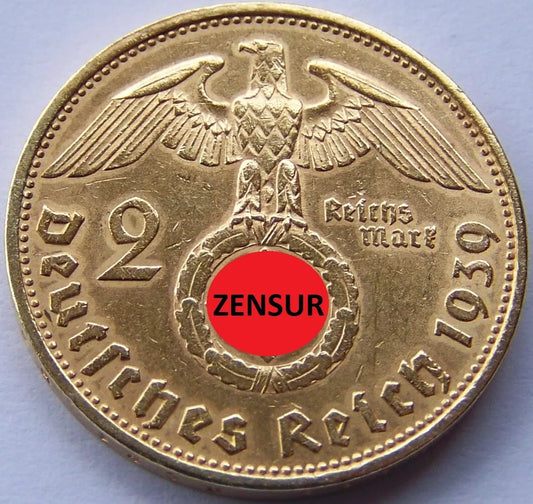 2 REICHSMARK - PAUL HINDENBURG 1936/39 - DEUTSCHES REICH - 24 KARAT VERGOLDET