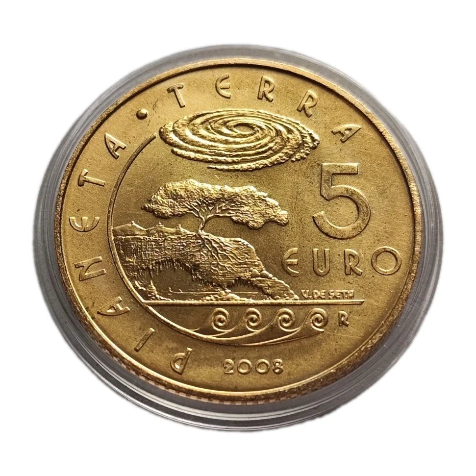 5 Euro Münze - San Marino - Jahr des Planeten Erde 2008 - 24 Karat vergoldet