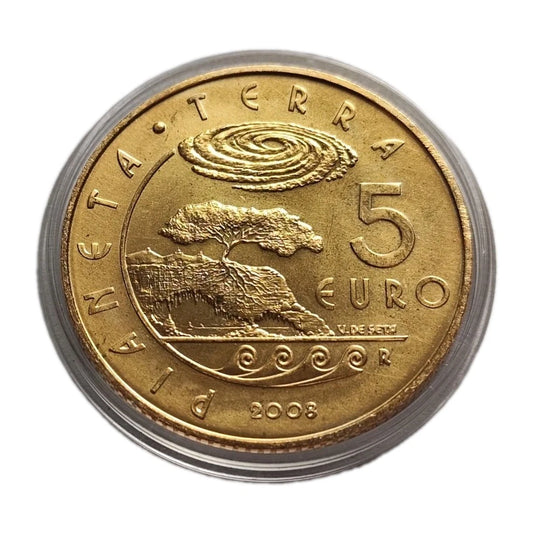 5 Euro Münze - San Marino - Jahr des Planeten Erde 2008 - 24 Karat vergoldet
