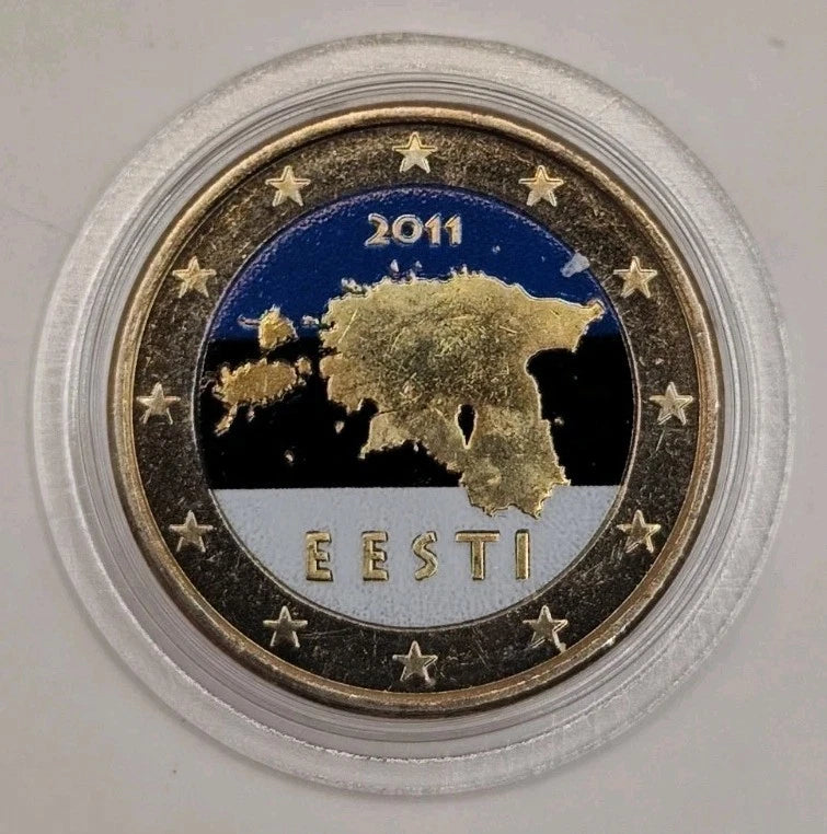 2 Euro Münze - Estland - Landkarte 2011 - koloriert