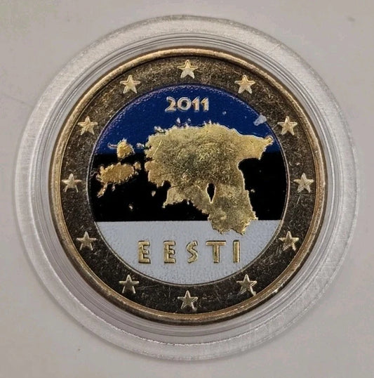 2 Euro Münze - Estland - Landkarte 2011 - koloriert