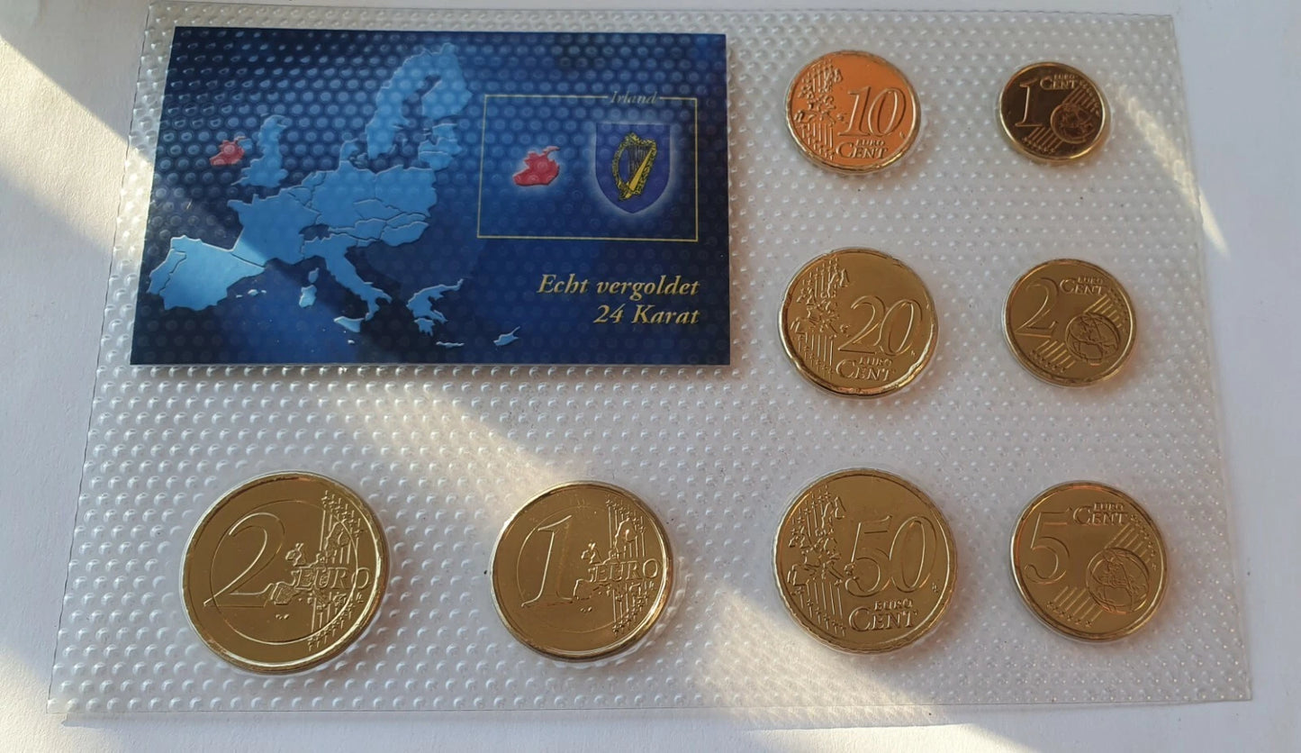 17 KMS / EURO MÜNZEN - EUROPA - 24 KARAT VERGOLDET