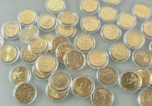 1 x 2 EURO MÜNZE - DIVERSE MOTIVE AUS EUROPA & DEUTSCHLAND - VERGOLDET