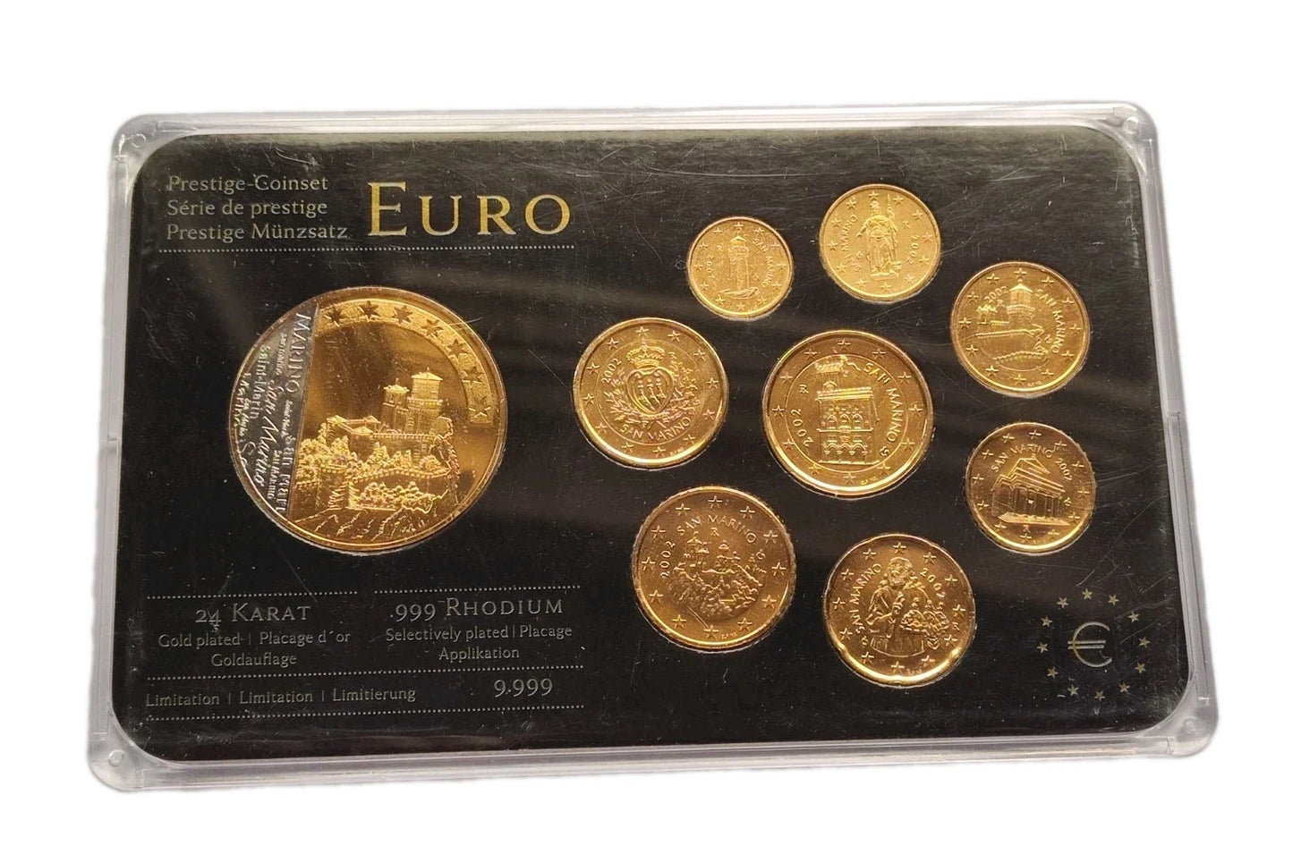 ORIGINAL EURO KMS MÜNZEN - SAN MARINO 2002 - 24 KARAT VERGOLDET