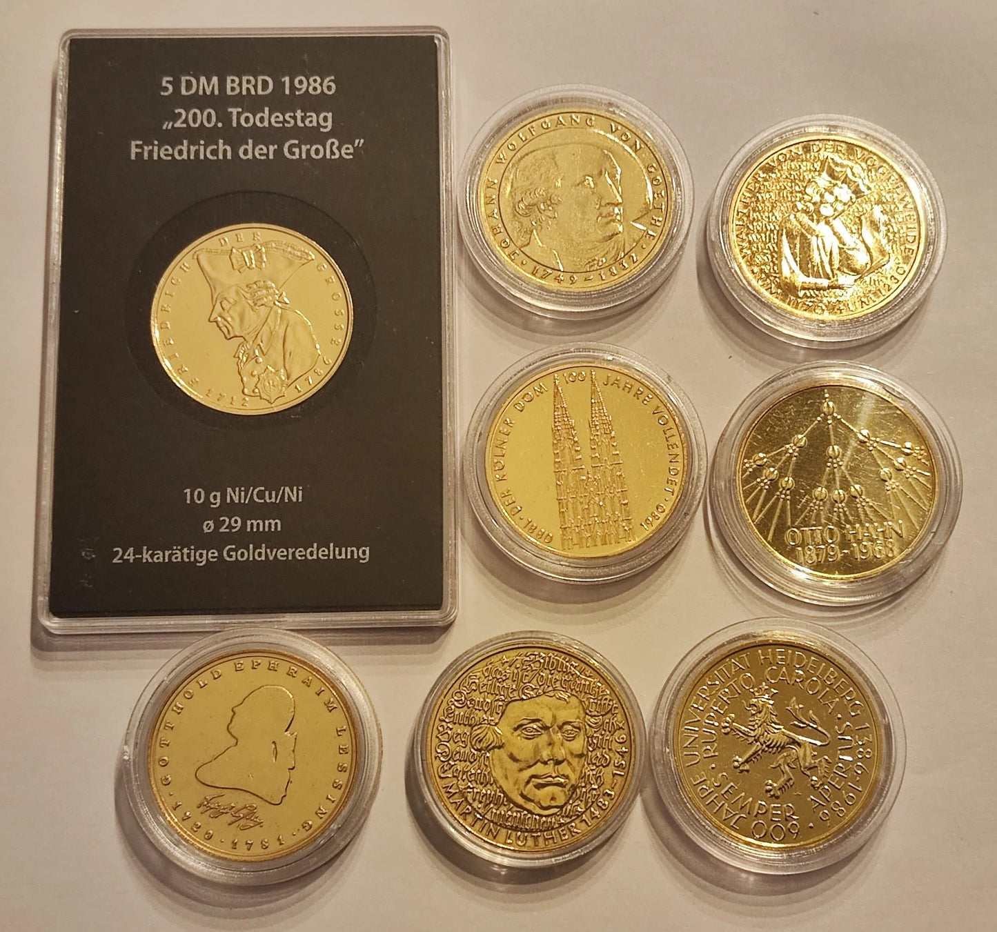 8 X 5 DM MÜNZE - 24 KARAT VERGOLDET