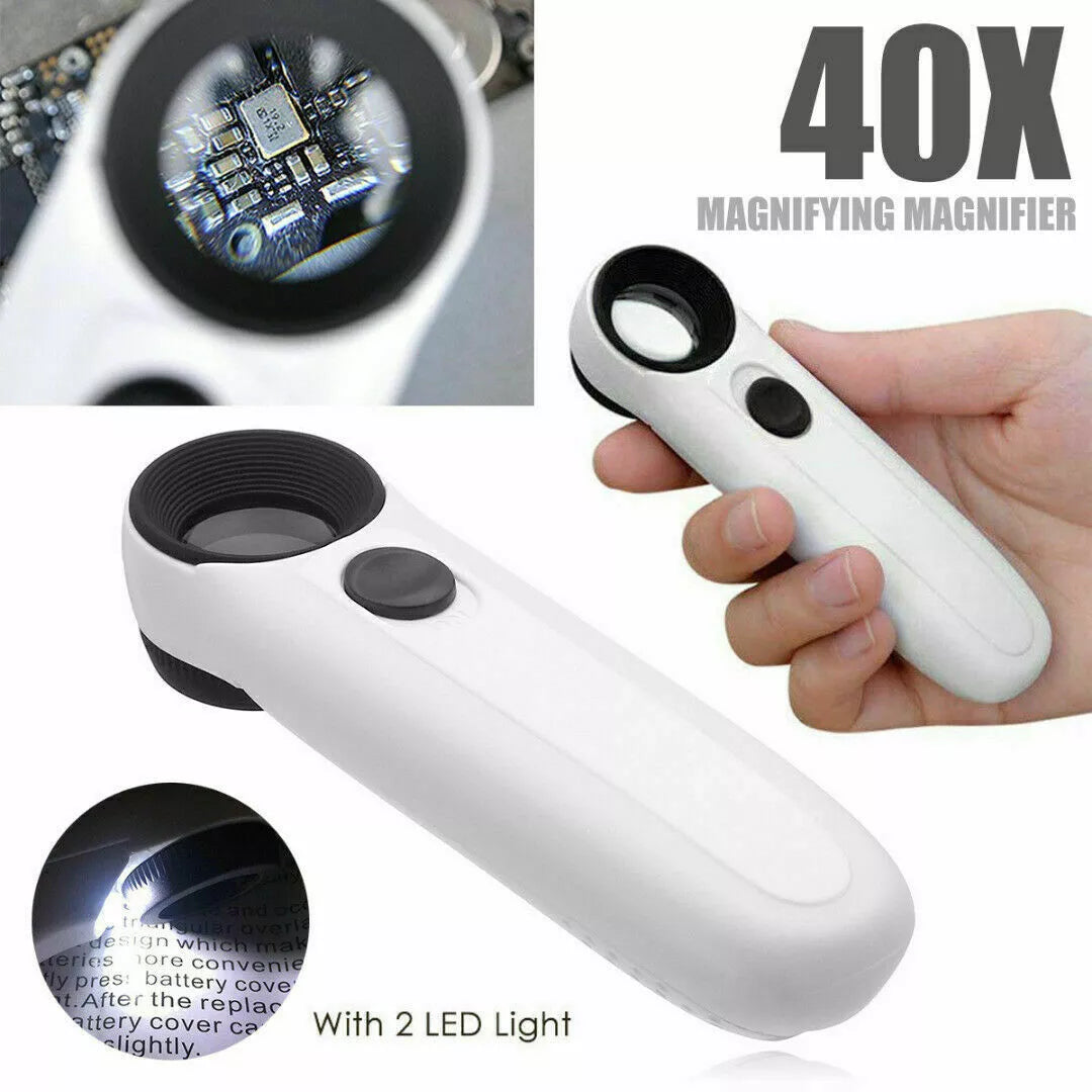 LED LICHT LUPE - 40 FACHE VERGRÖßERUNG