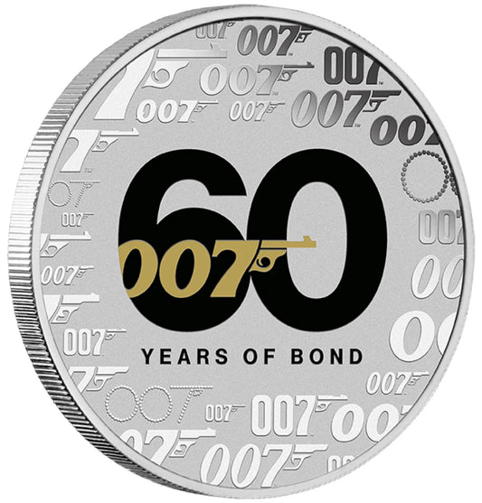 1 UNZE 999 SILBER - 60 JAHRE JAMES BOND 007 - KOLORIERT - SILBERMÜNZE