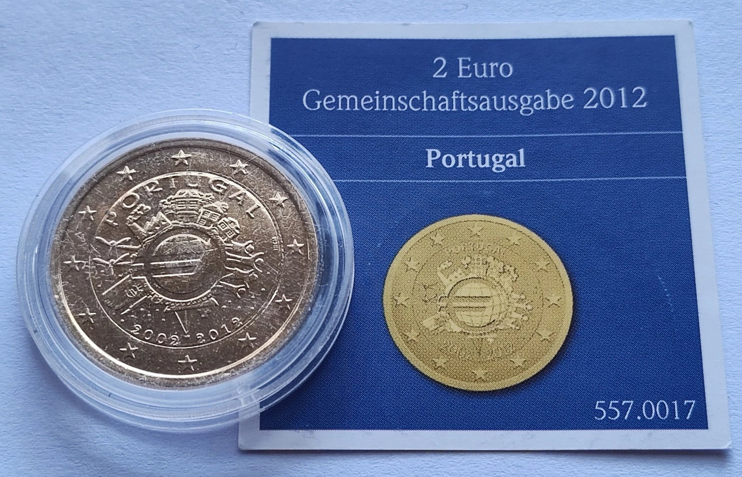 12 x 2 Euro Münze - Gemeinschaftsausgaben / 10 Jahre Bargeld - 2012 - vergoldet