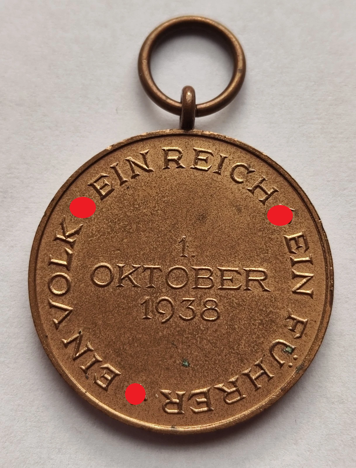 MEDAILLE - ERINNERUNG AN DEN STUDETENLAND-ANSCHLUSS - 1. OKTOBER 1938 - MITBANDABSCHNITT - ORDEN