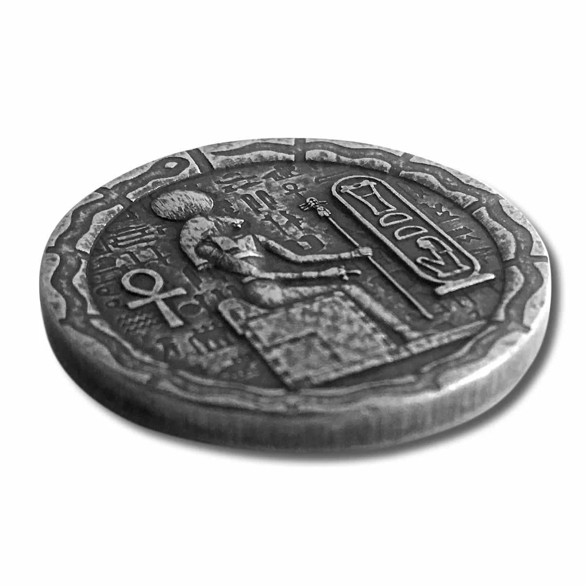 1/2 UNZE 999 SILBER - ÄGYPTEN / HEILIGE GOTT KATZE / PHARAO - ANTIK FINISH - SILBERBARREN