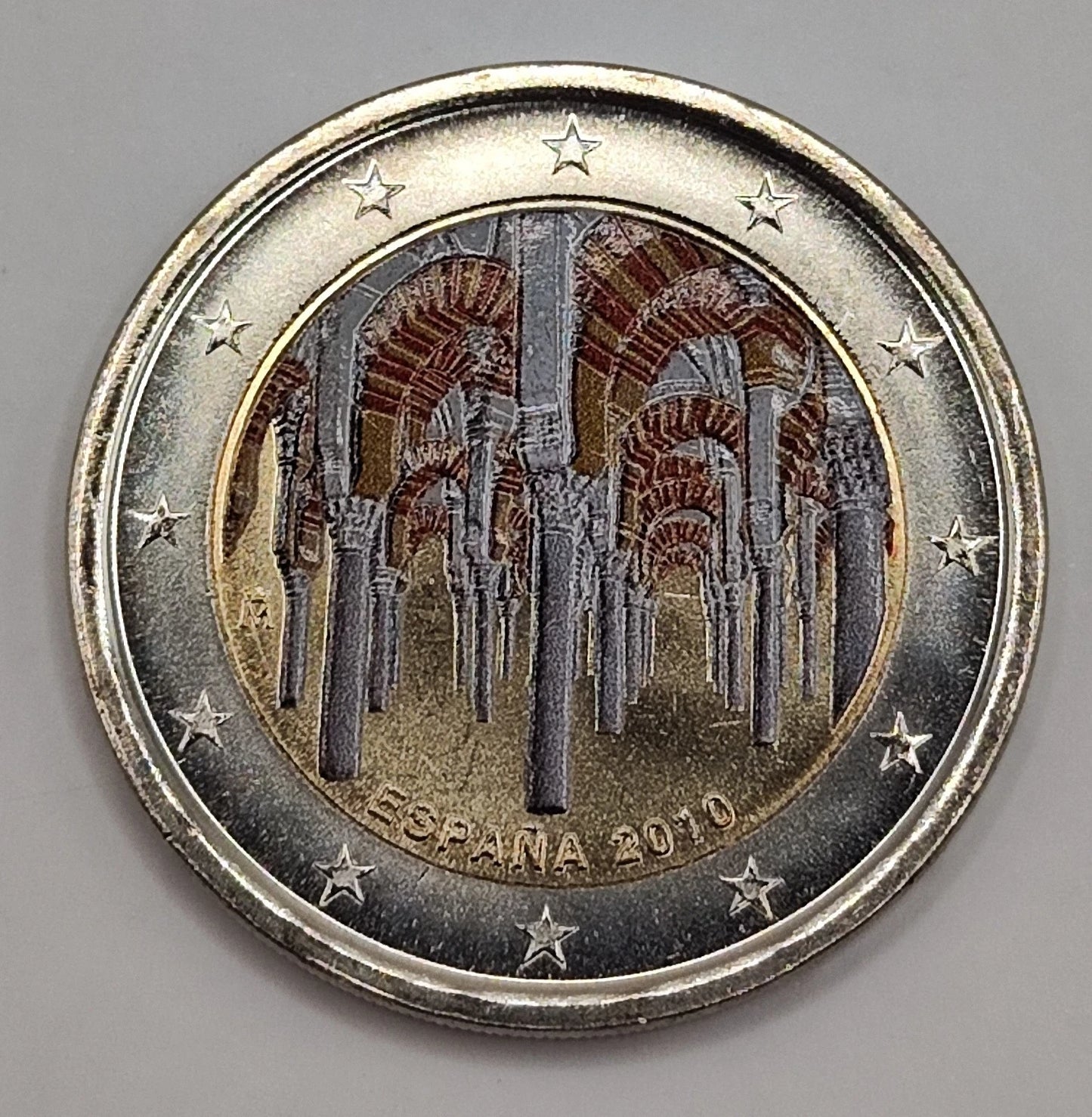 2 Euro Münze - Spanien - Kathedrale von Cordoba 2010 - koloriert
