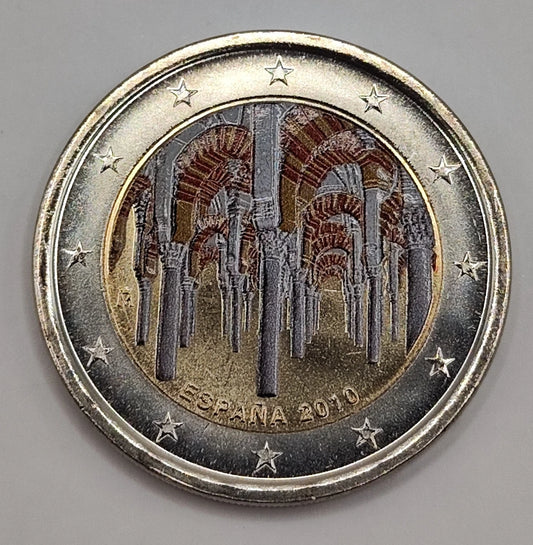 2 Euro Münze - Spanien - Kathedrale von Cordoba 2010 - koloriert