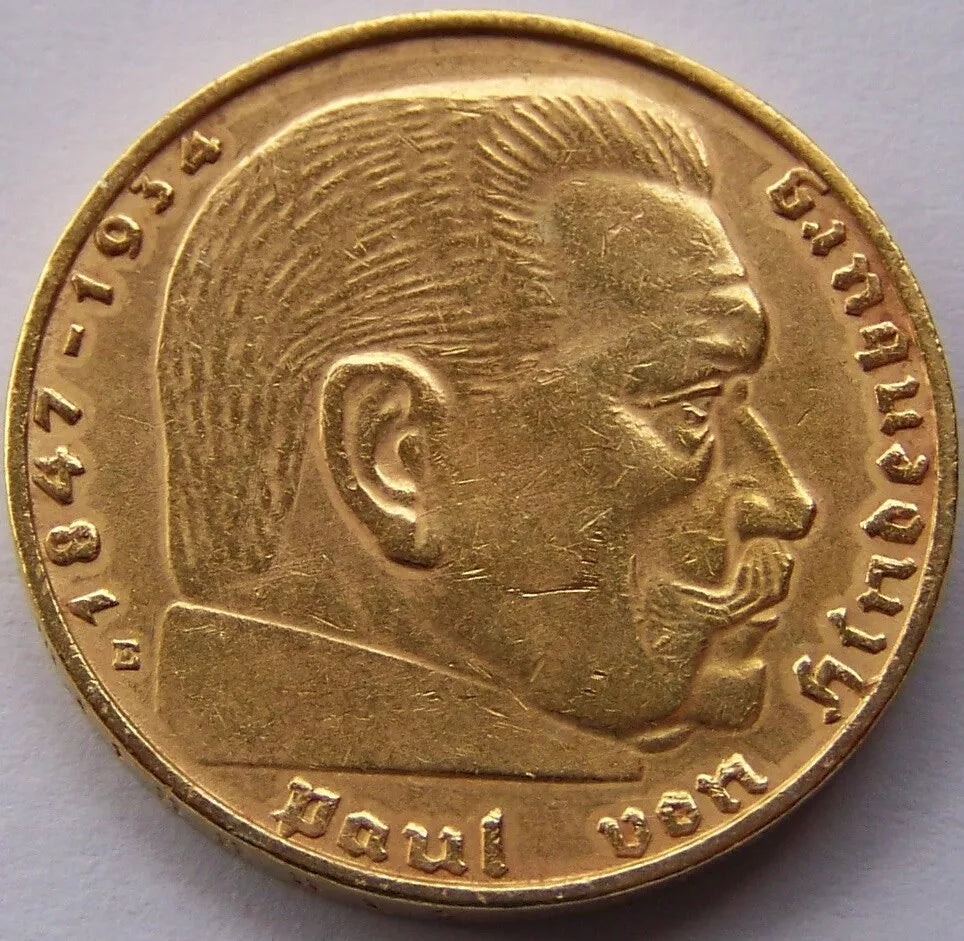 2 REICHSMARK - PAUL HINDENBURG 1936/39 - DEUTSCHES REICH - 24 KARAT VERGOLDET