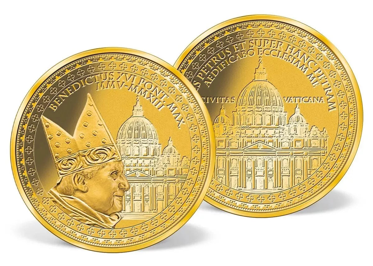 1/200 UNZE GOLD - PAPST BENEDIKT XVI. / PETERSDOM / VATIKAN