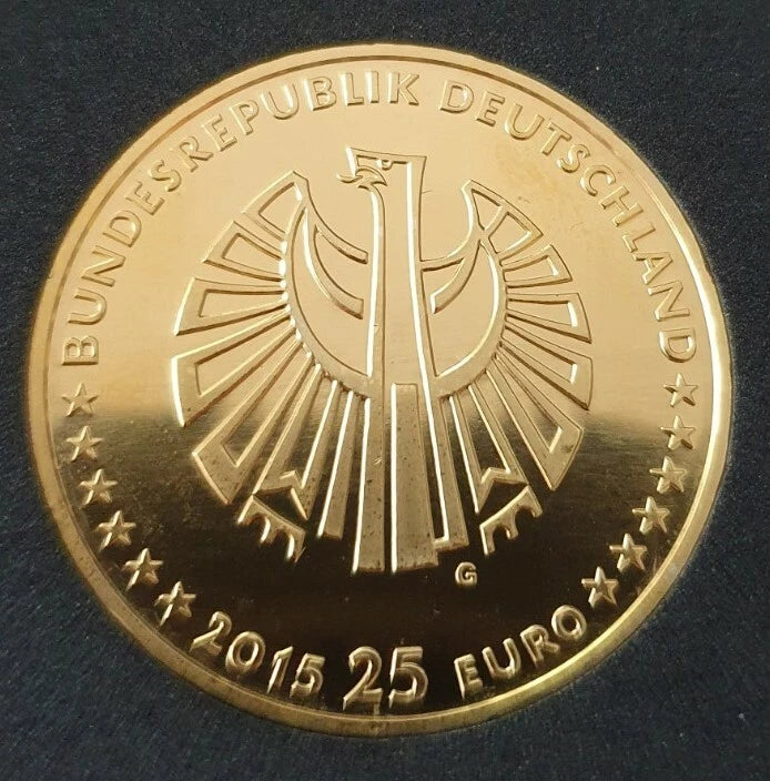 25 Euro Silbermünze - BRD - 25 Jahre Deutsche Einheit 2015 - vergoldet