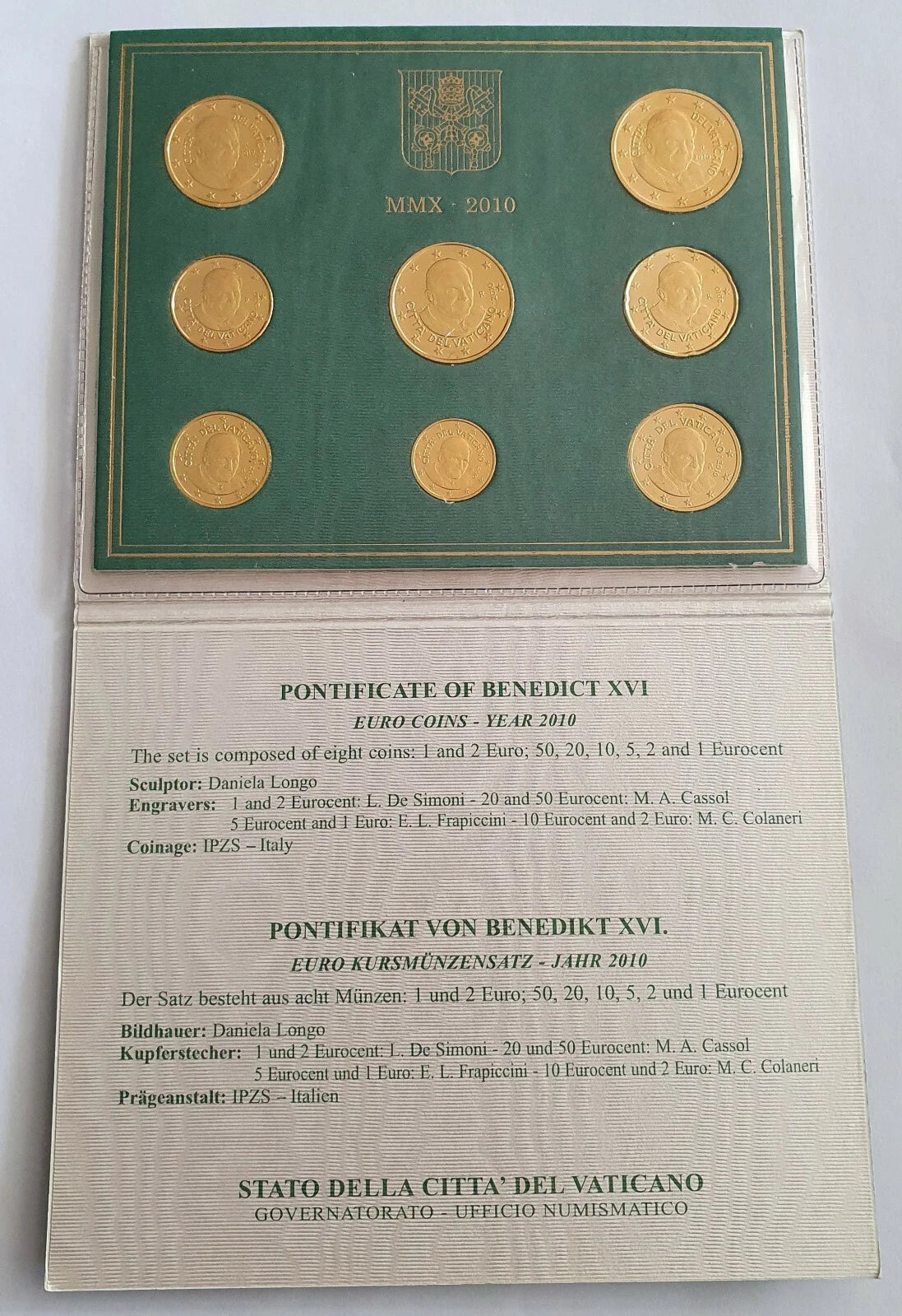 ORIGINAL EURO KMS MÜNZEN - VATIKAN / PAPST FRANZISKUS 2010 - 24 KARAT VERGOLDET
