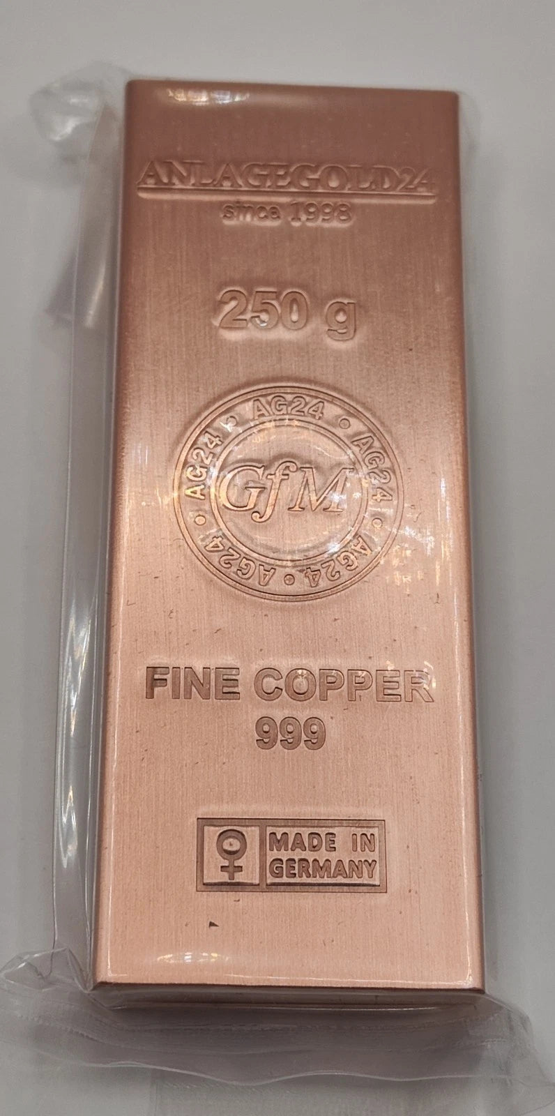 250 GRAMM KUPFER - HEIMERLE + MEULE - KUPFERBARREN