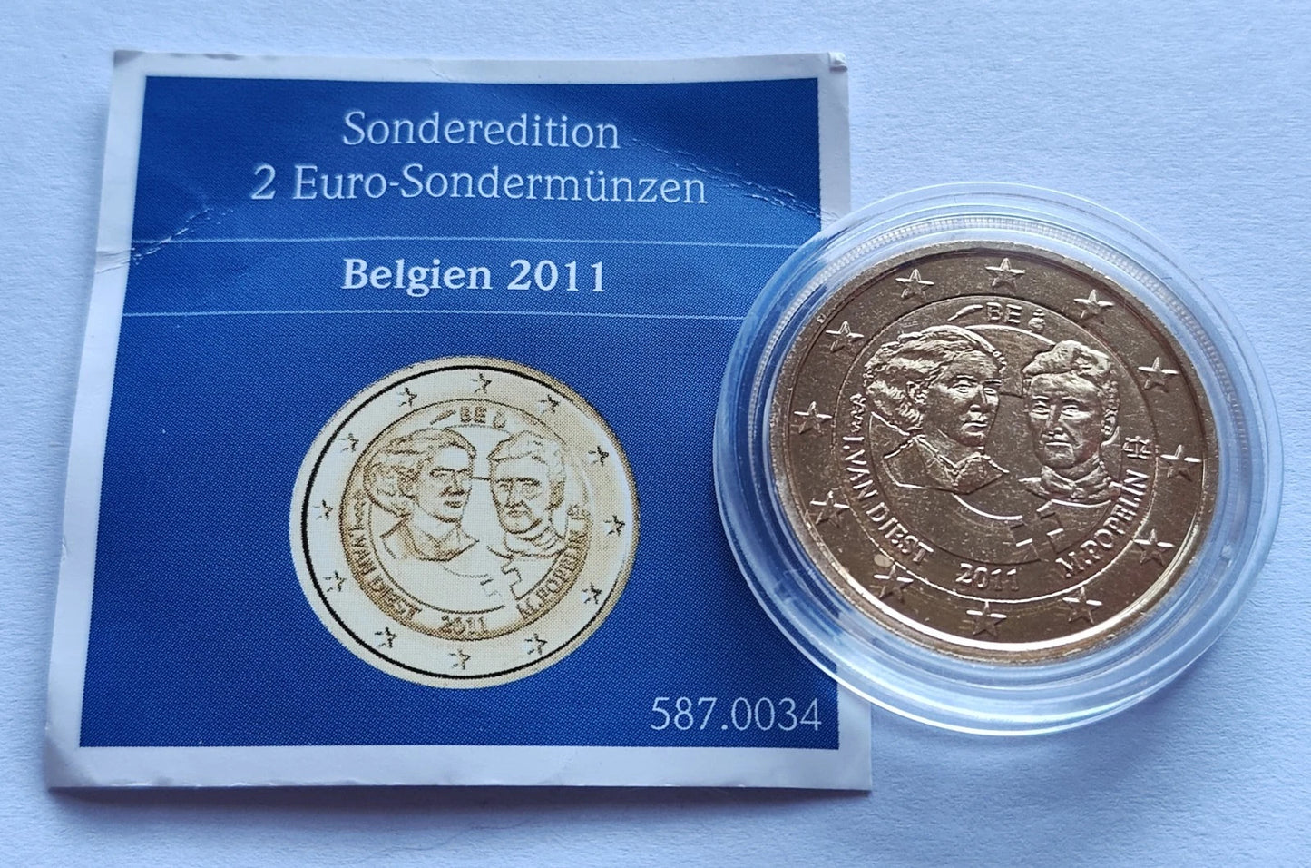 2 Euro Münze - Belgien - 100. Weltfrauentag - 2011 - vergoldet
