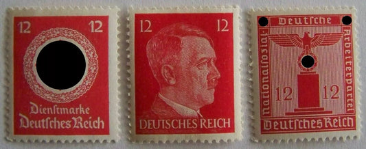 3 x BRIEFMARKEN - ADOLF HITLER & HAKENKREUZ - POSTFRISCH