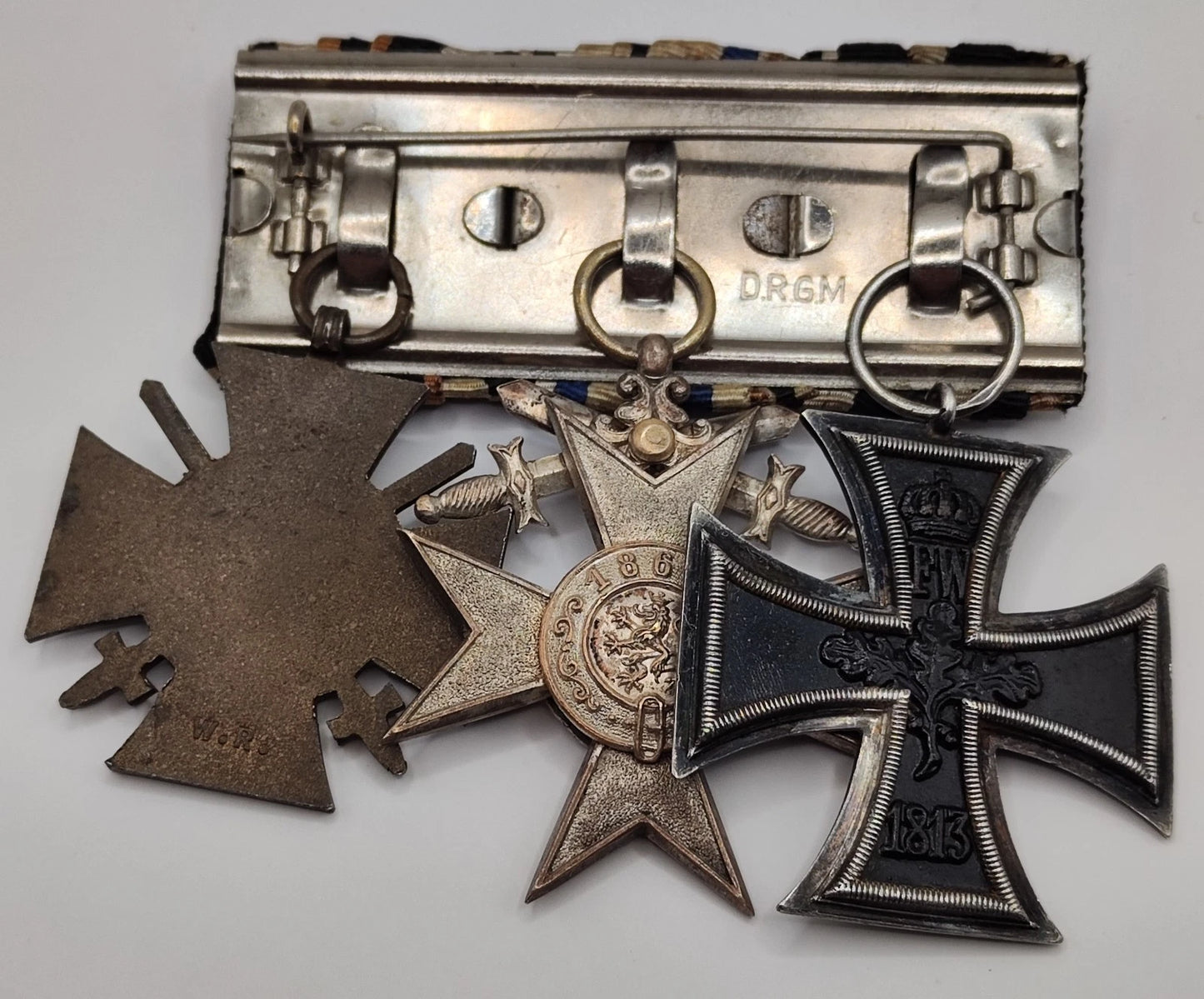 3 ORDEN SPANGE - EISERNES & FRONTKÄMPFER KREUZ & BAYERISCHES VERDIENSTKREUZ 3. KLASSE 1866