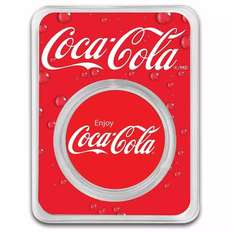 1 UNZE 999 SILBER - COCA COLA / FLASCHEN - KOLORIERT - BLISTER - SILBERBARREN