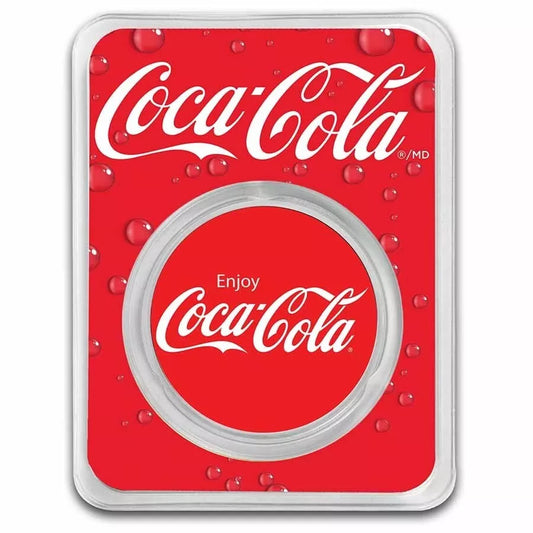 1 UNZE 999 SILBER - COCA COLA / FLASCHEN - KOLORIERT - BLISTER - SILBERBARREN