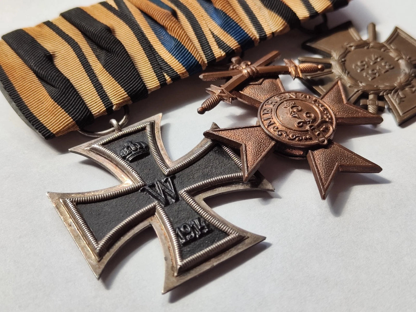 3 ORDEN - EISERNES & FRONTKÄMPFER KREUZ & BAYERISCHES VERDIENSTKREUZ 3. KLASSE 1866 - SPANGE