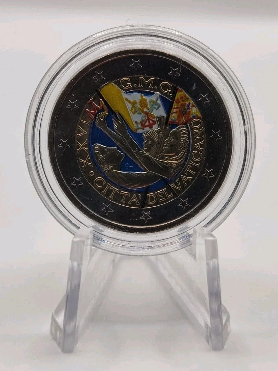 2 Euro Münze - Vatikan - Weltjugendtag Madrid 2011 - koloriert - selten