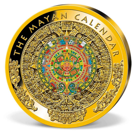 MEDAILLE - MAYA KALENDER / AZTEKEN / SONNENSCHEIBE - KOLORIERT