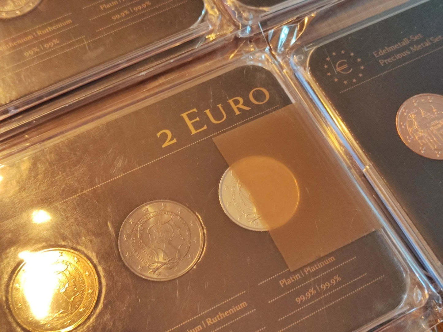 12 x 4 x 2 Euro Münzen Set - Europa Ausgaben - Platin / Rotgold / Ruthenium / Gold