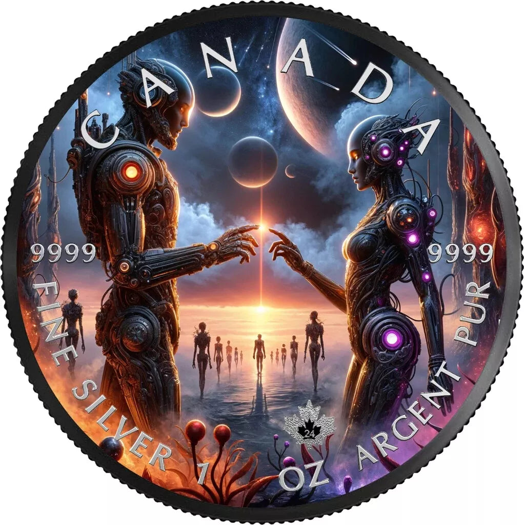 1 UNZE SILBER - ASTRONAUT - RUTHENIUM & FARB VERDELUNG - SILBERMÜNZE