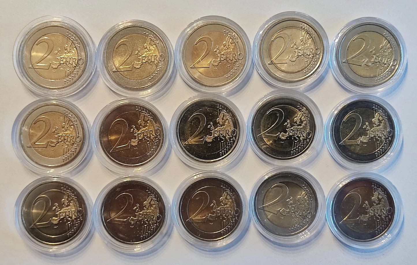 15 x 2 Euro Münze - Europa -10 Jahre Bargeld 2012 - koloriert