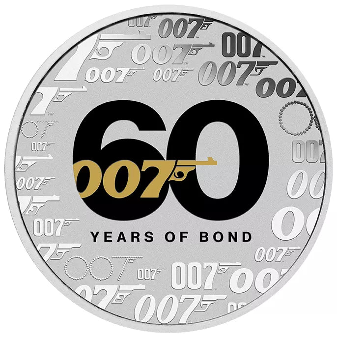 1 UNZE 999 SILBER - 60 JAHRE JAMES BOND 007 - KOLORIERT - SILBERMÜNZE