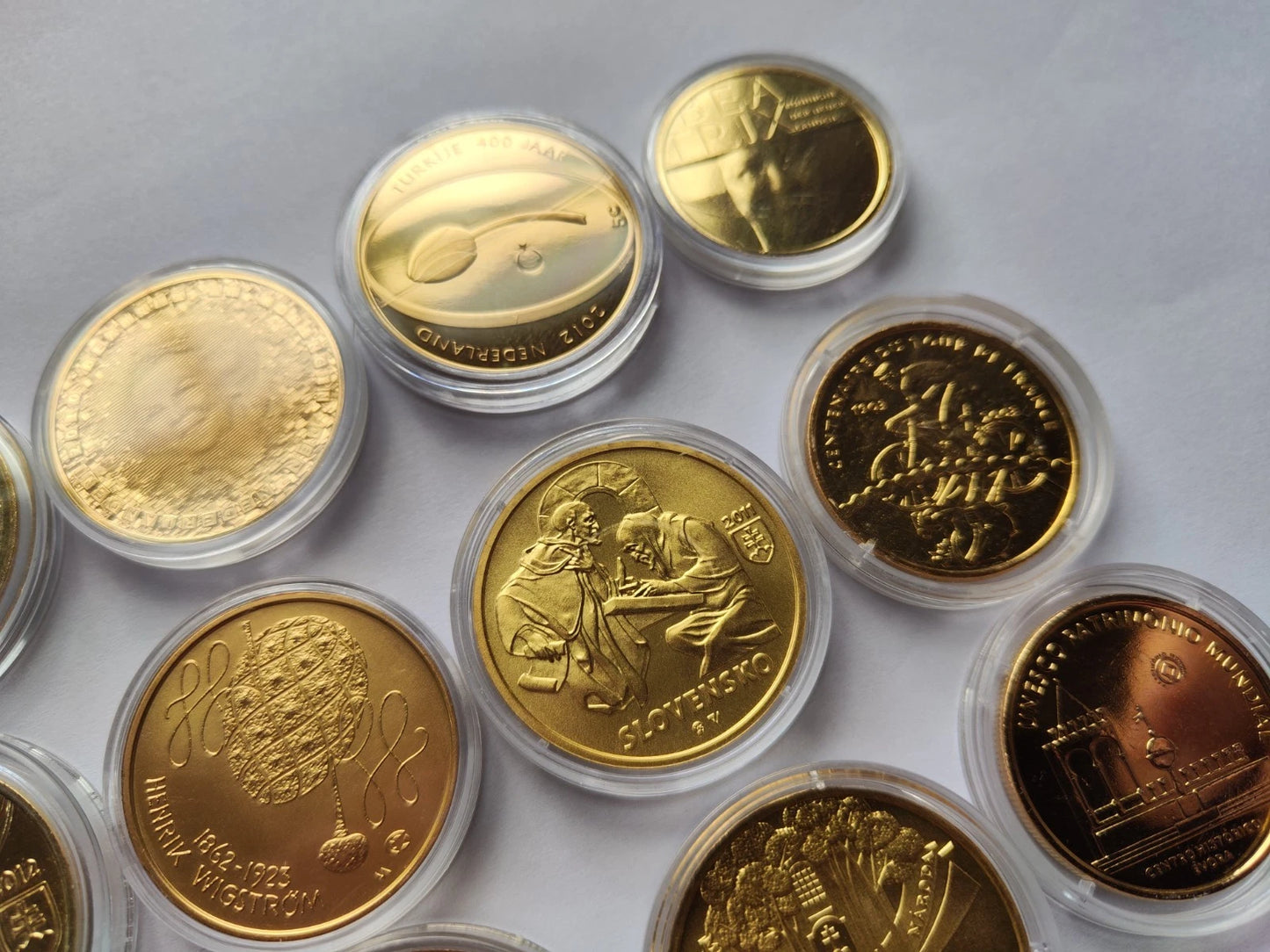 Diverse Euro Silbermünzen - Europa - 24 Karat vergoldet - schöne Sammlung
