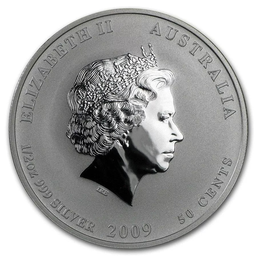 1/2 UNZE SILBER - LUNAR OCHSE 2009 - KOLORIERT - SILBERMÜNZE