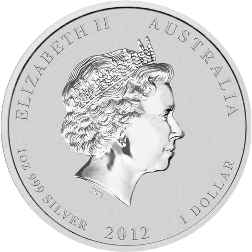 1 UNZE SILBER - LUNAR DRACHE 2012 / TEILVERGOLDUNG - SILBERMÜNZE - SELTEN