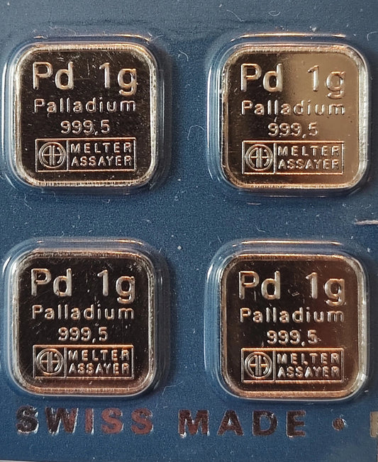 1 GRAMM PALLDIUM BARREN - ARGOR HERAEUS SCHWEIZ