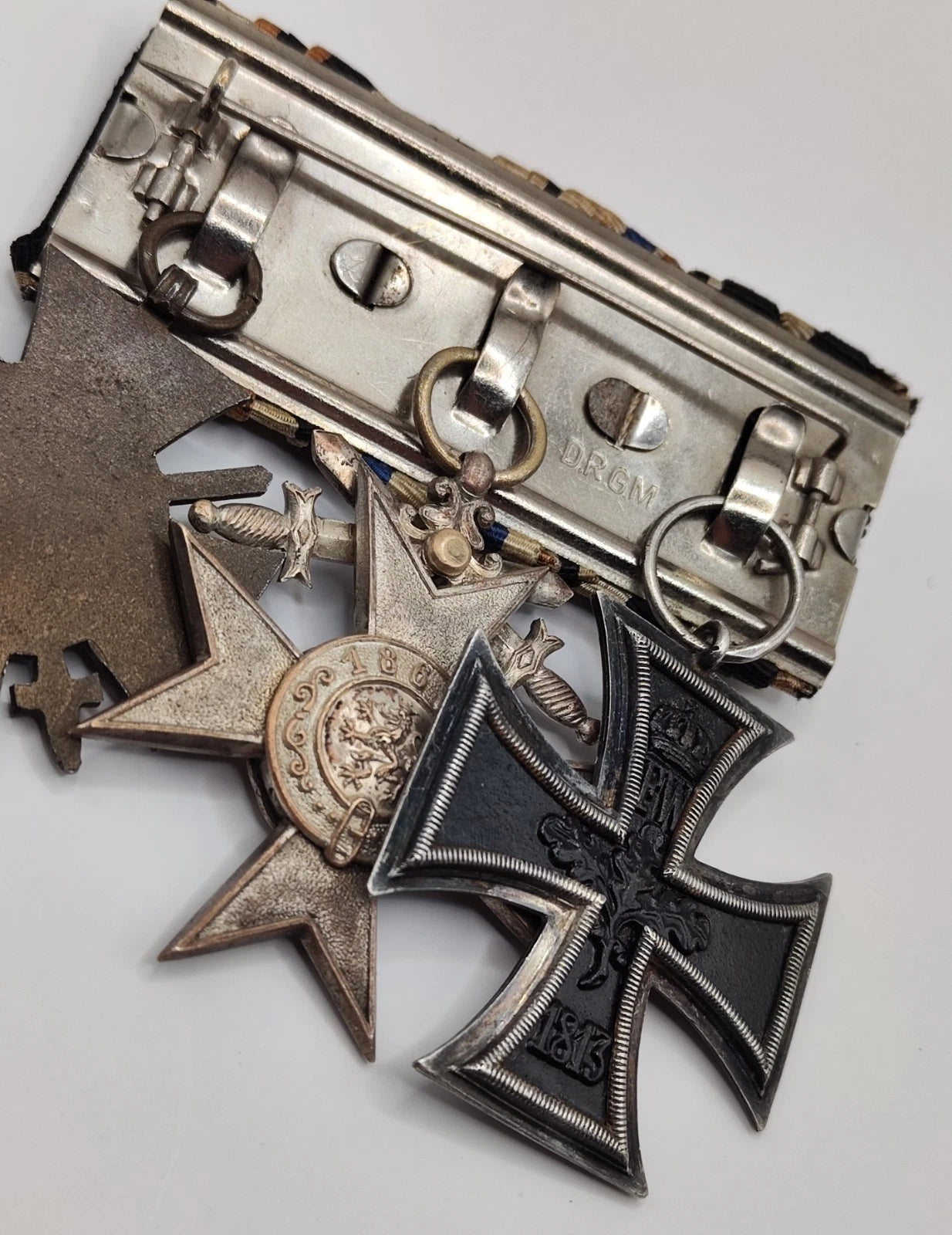 3 ORDEN SPANGE - EISERNES & FRONTKÄMPFER KREUZ & BAYERISCHES VERDIENSTKREUZ 3. KLASSE 1866