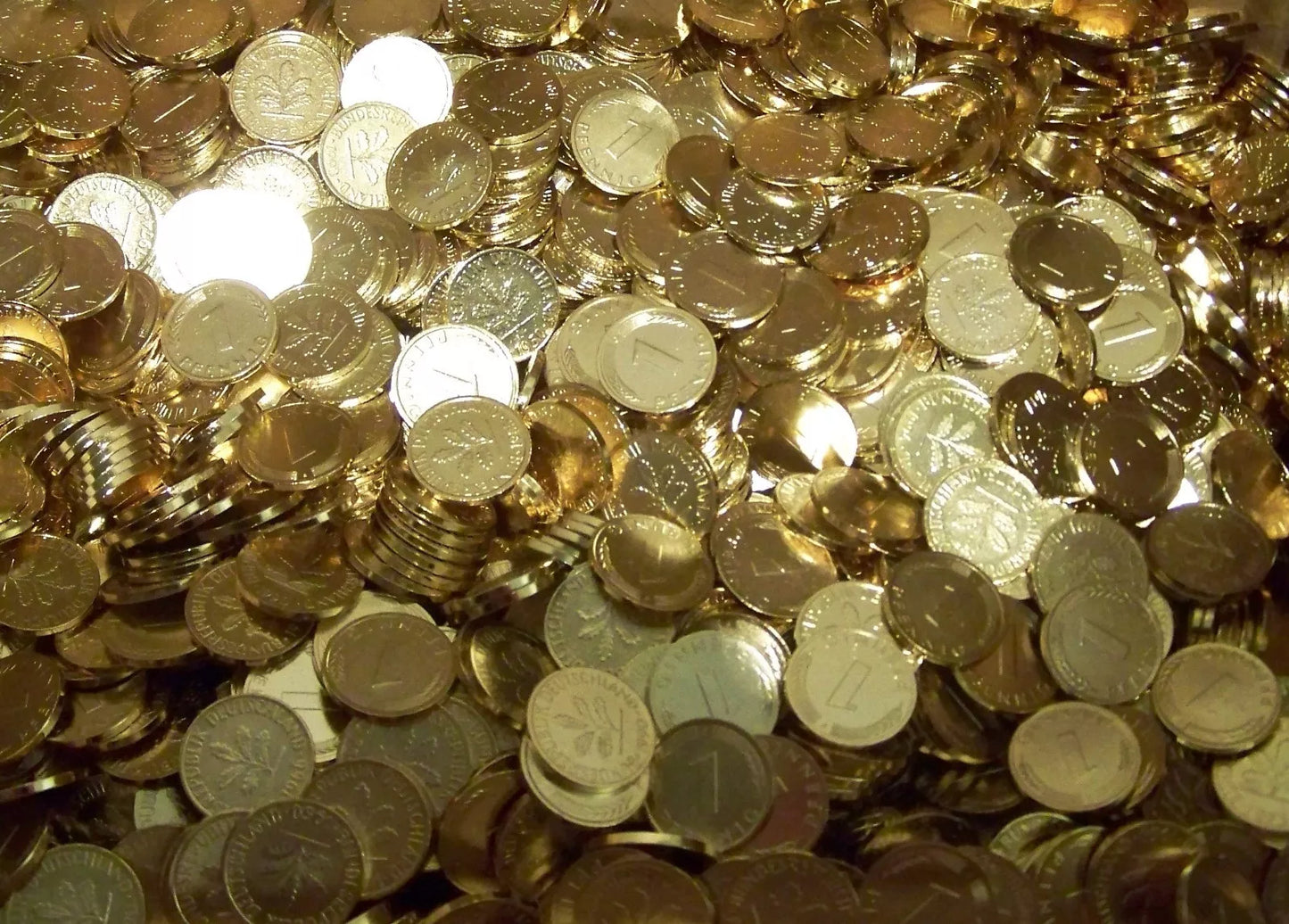 10 x 1 GOLD PFENNIG - DM - MARK - 24 KARAT VERGOLDET