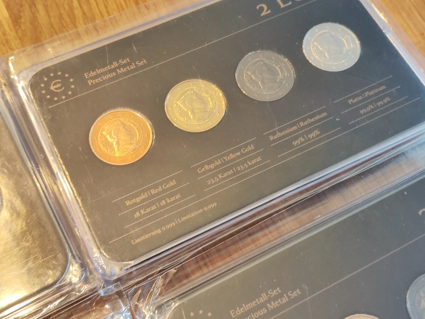 12 x 4 x 2 Euro Münzen Set - Europa Ausgaben - Platin / Rotgold / Ruthenium / Gold